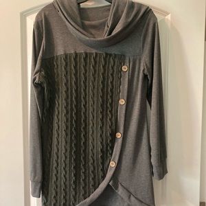 Charcoal grey funnel neck sweater